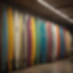 A vibrant surfboard selection at a rental shop in Waikiki